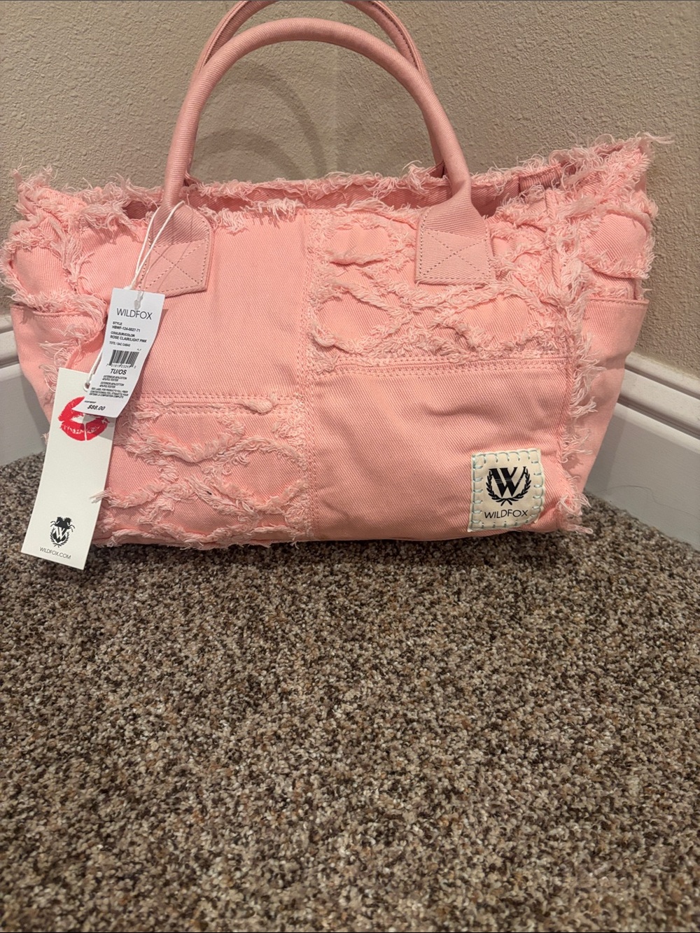 Wildfox Blush Pink Frayed Canvas Tote
